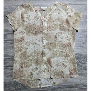 Christopher & Banks Blouse Adult Small Multicolor Paisley Sequin Womens